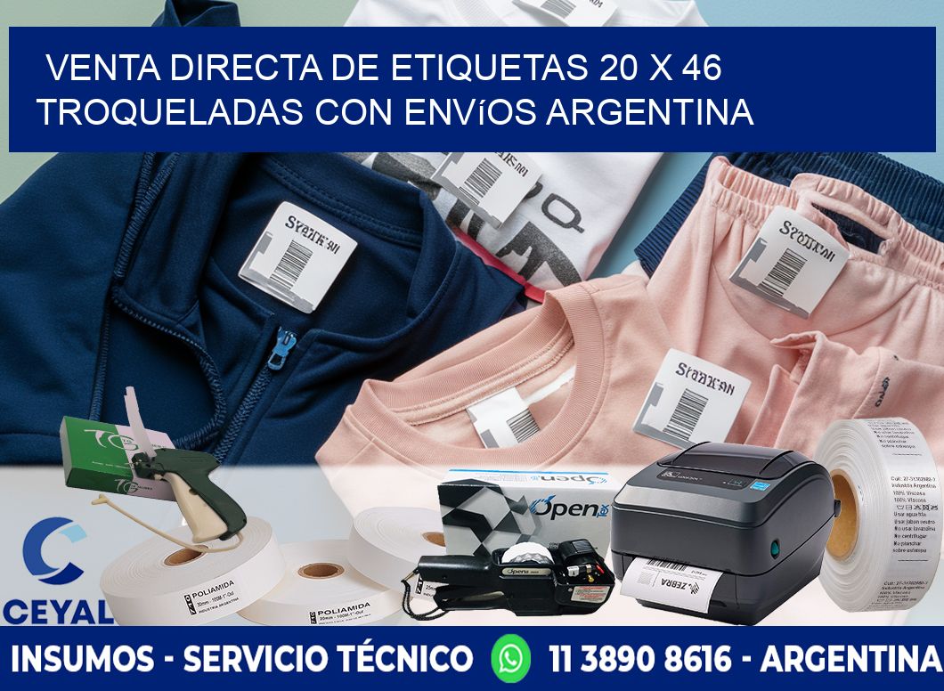 Venta directa de etiquetas 20 x 46 troqueladas con envíos Argentina