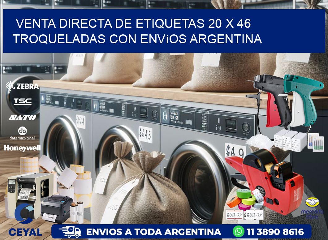 Venta directa de etiquetas 20 x 46 troqueladas con envíos Argentina