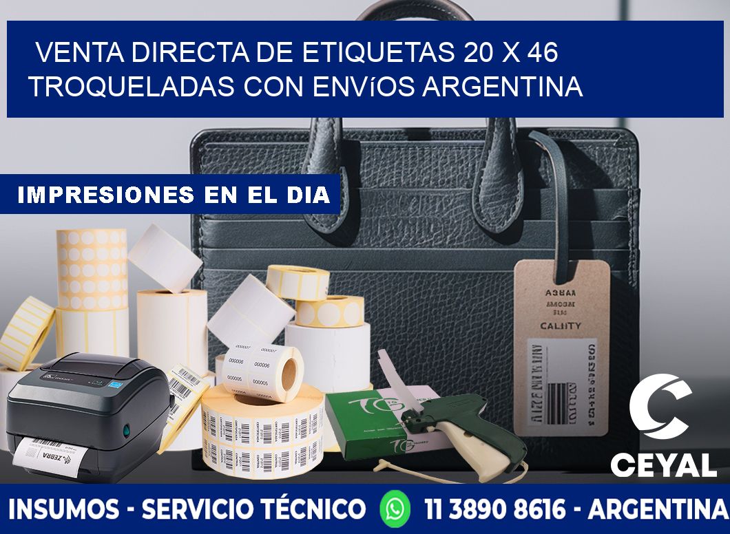 Venta directa de etiquetas 20 x 46 troqueladas con envíos Argentina