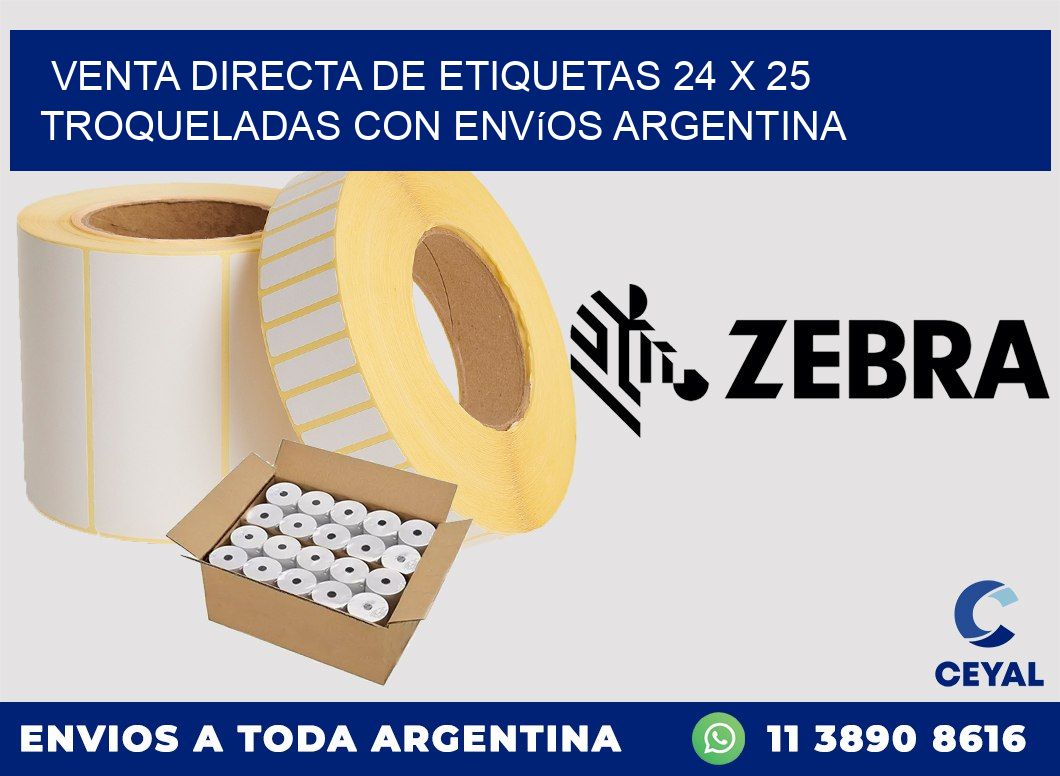 Venta directa de etiquetas 24 x 25 troqueladas con envíos Argentina