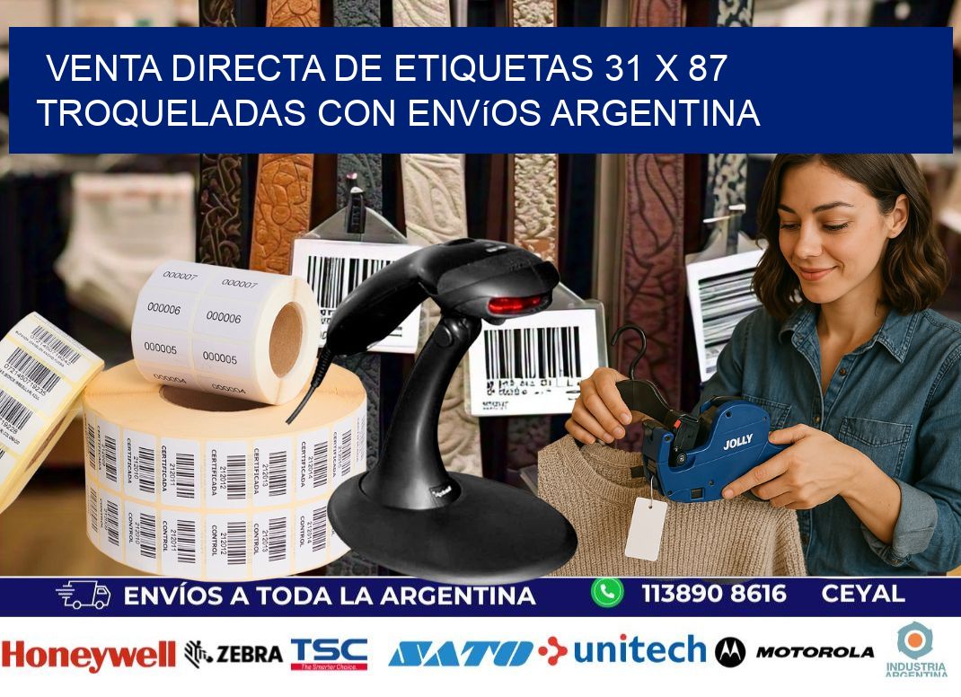 Venta directa de etiquetas 31 x 87 troqueladas con envíos Argentina