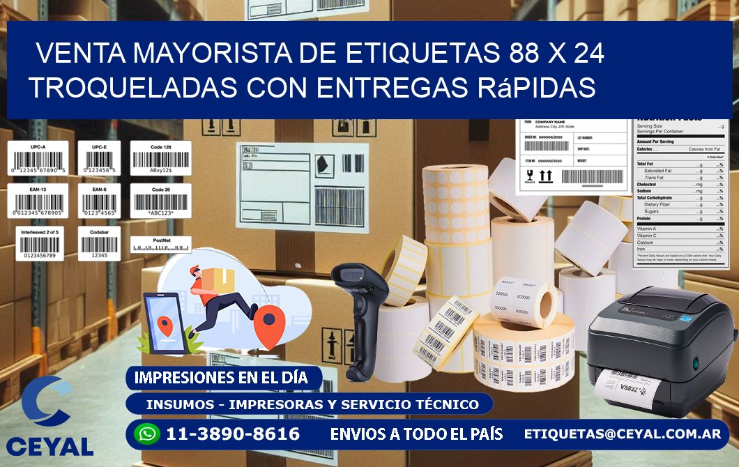 Venta mayorista de etiquetas 88 x 24 troqueladas con entregas rápidas