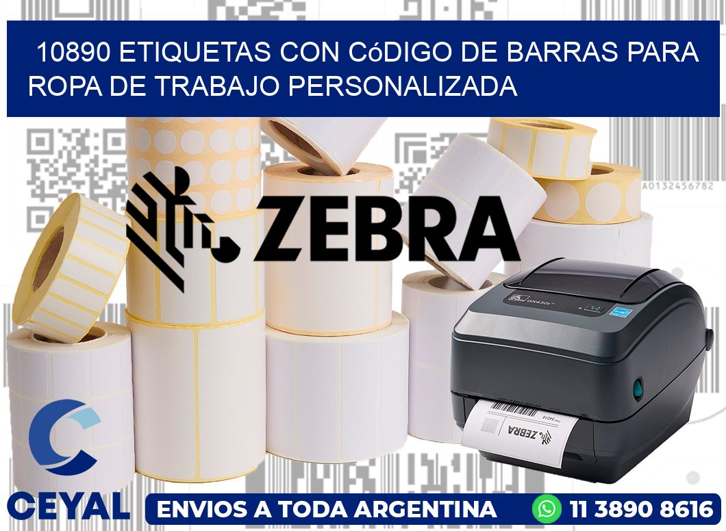 10890 Etiquetas con código de barras para ropa de trabajo personalizada