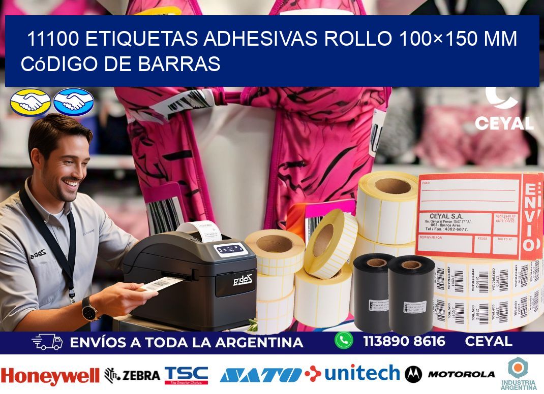 11100 etiquetas adhesivas rollo 100×150 mm código de barras