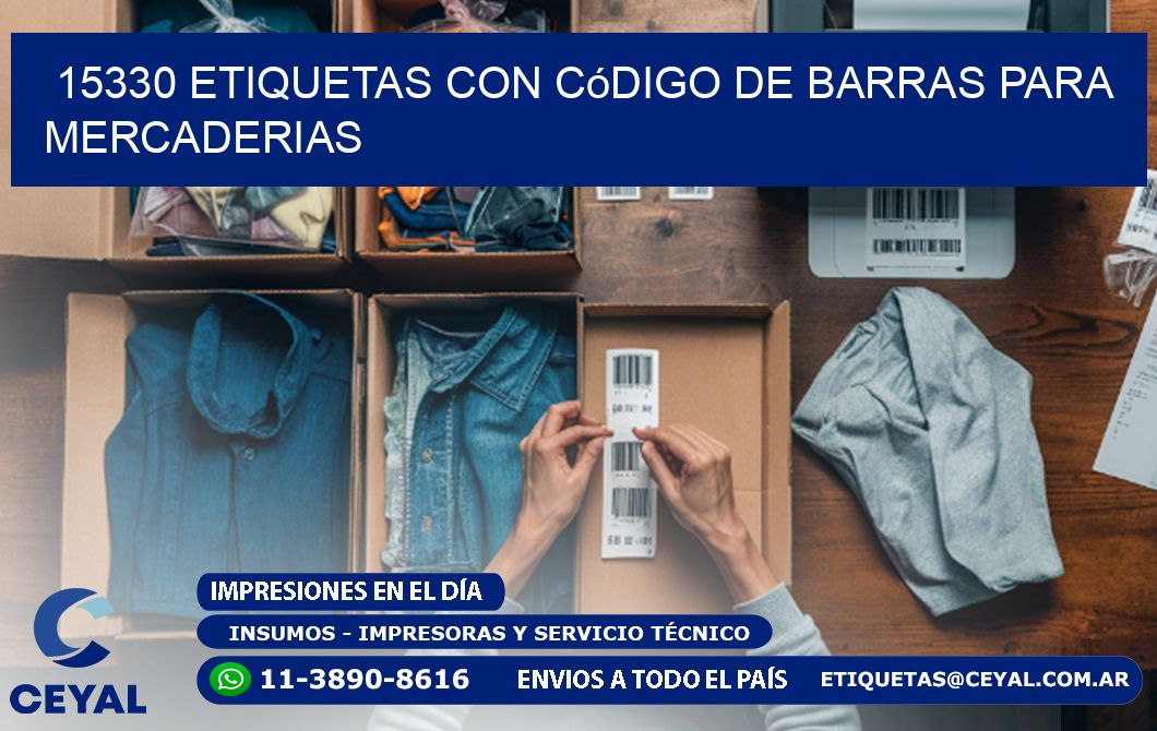 15330 etiquetas con código de barras para mercaderias