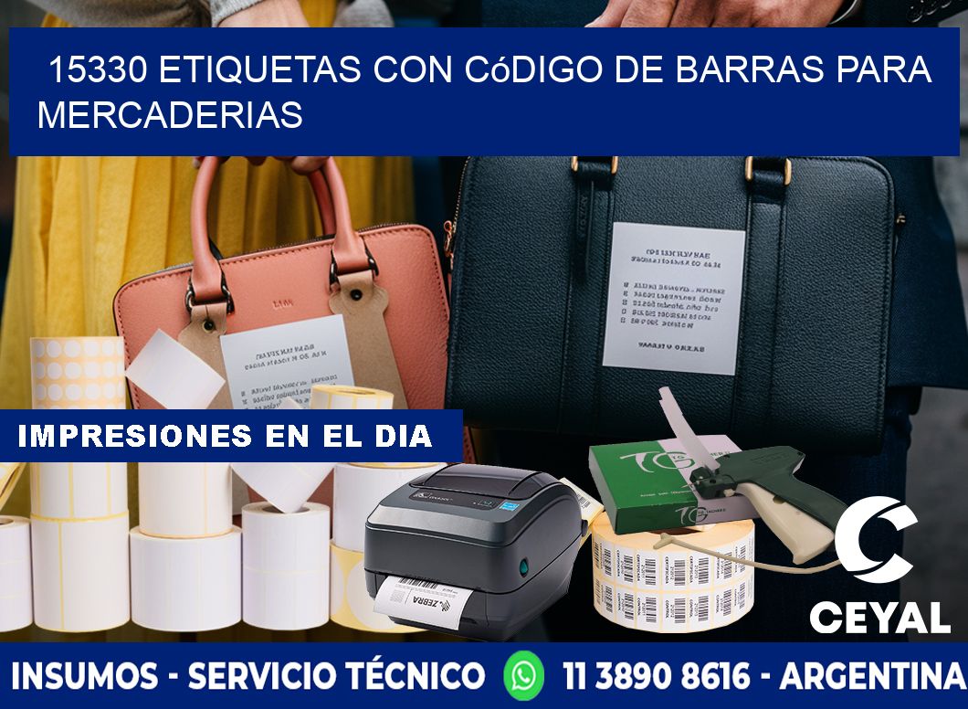 15330 etiquetas con código de barras para mercaderias