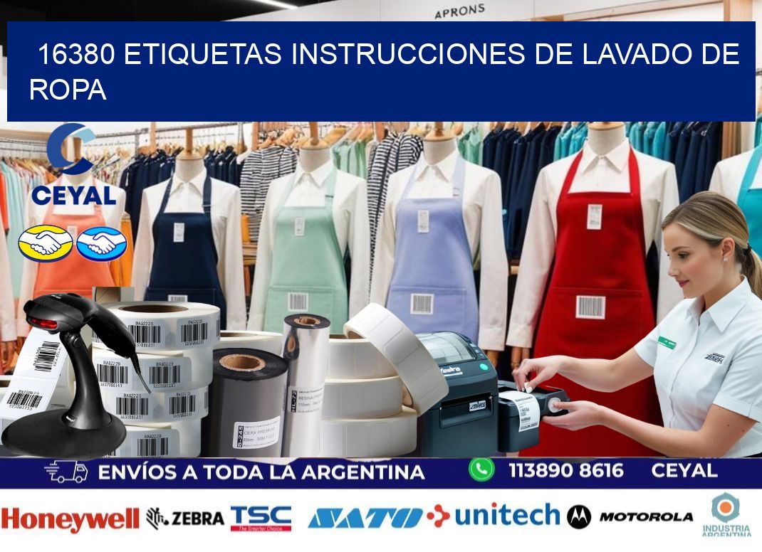 16380 etiquetas instrucciones de lavado de ropa