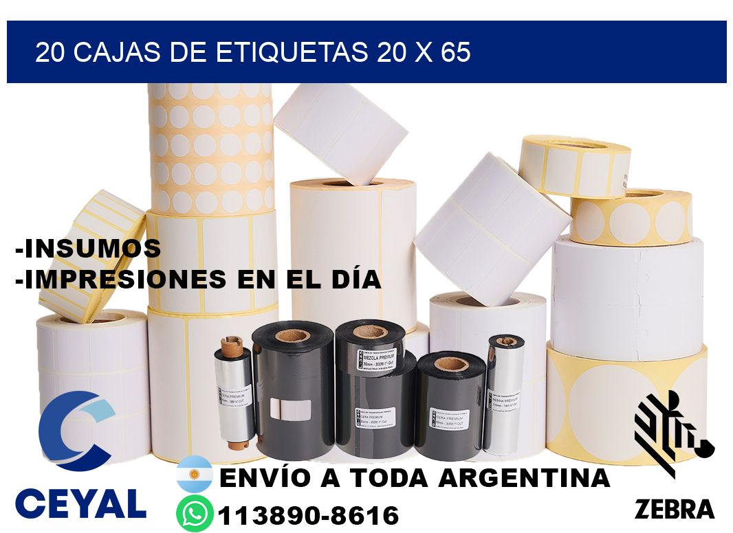 20 cajas de etiquetas 20 x 65