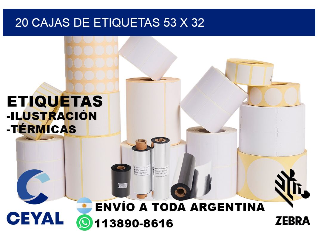 20 cajas de etiquetas 53 x 32