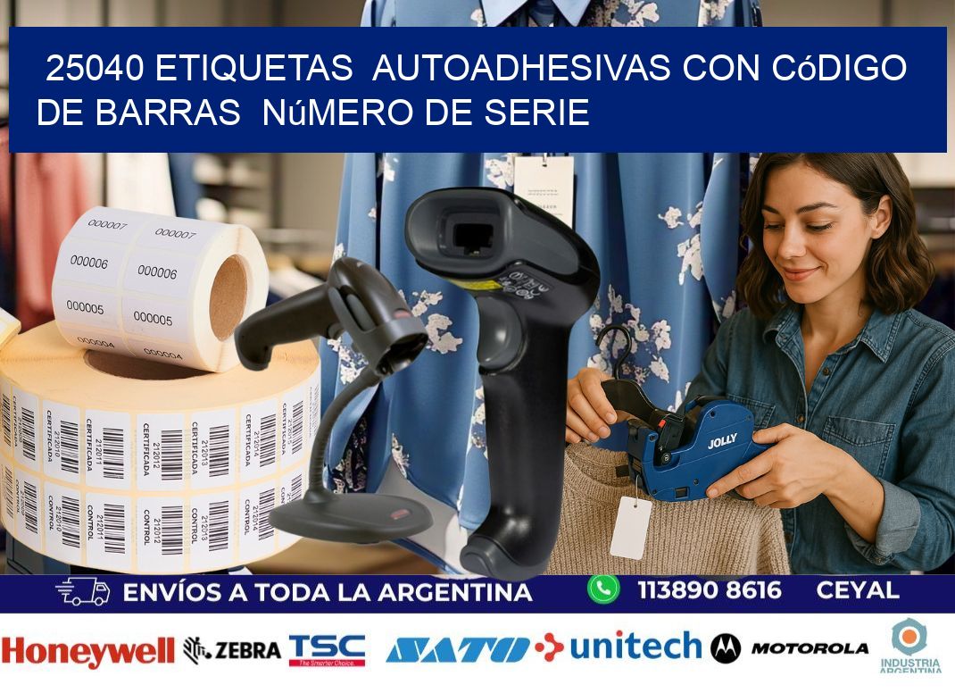 25040 etiquetas autoadhesivas con código de barras número de serie
