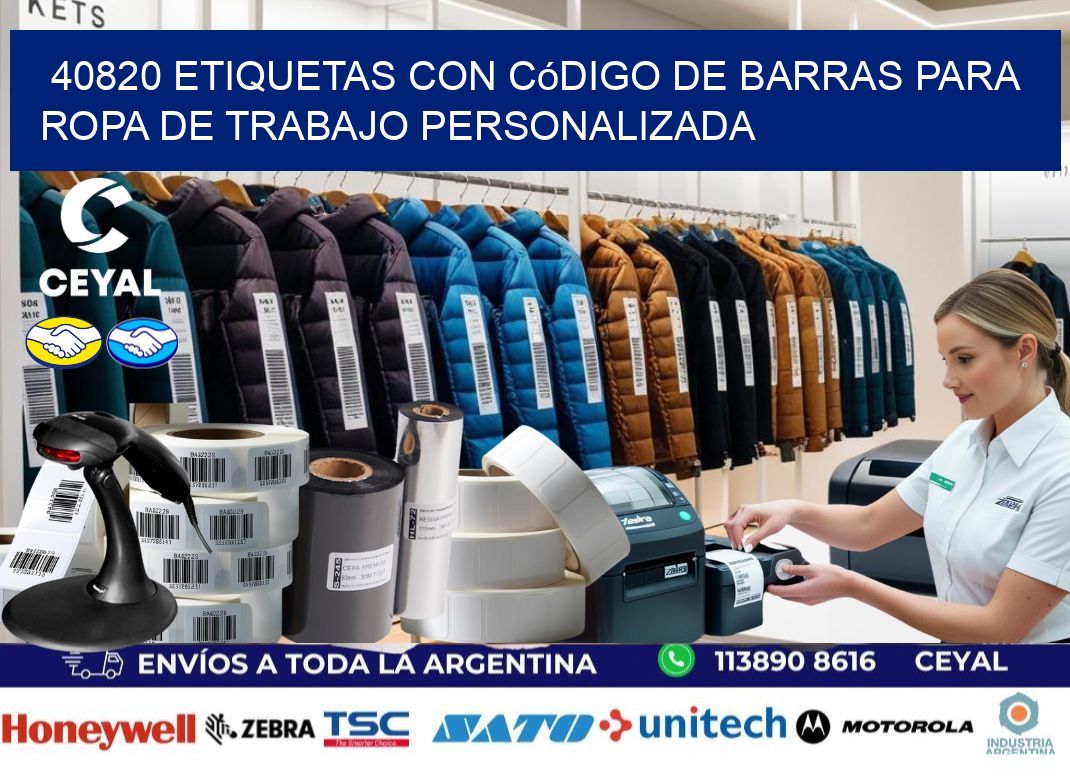 40820 Etiquetas con código de barras para ropa de trabajo personalizada
