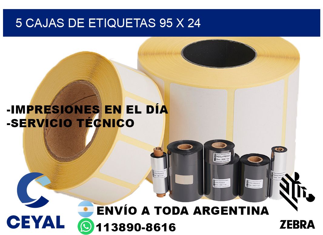5 cajas de etiquetas 95 x 24