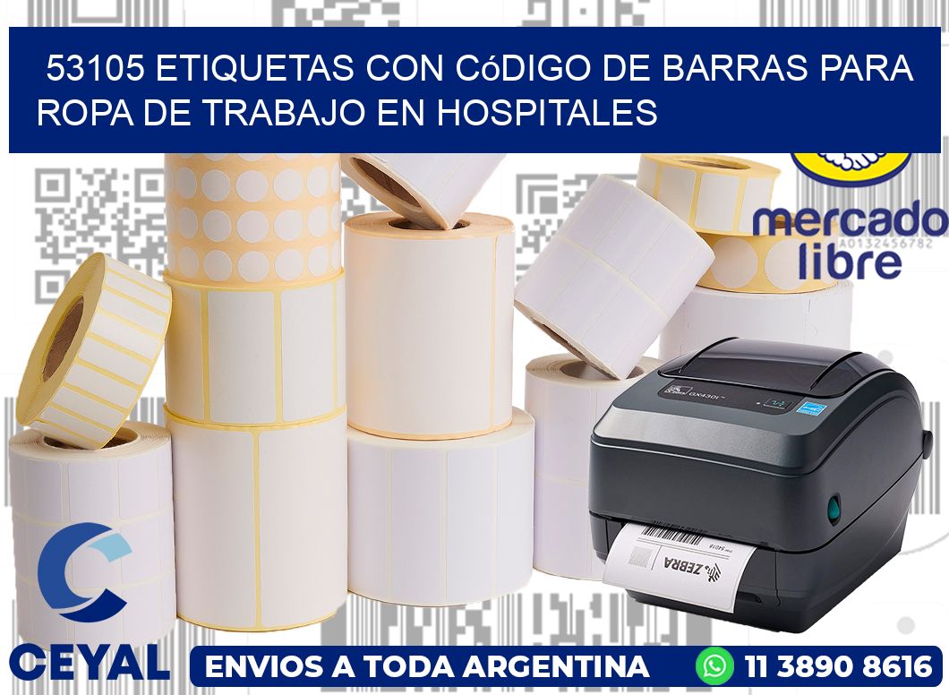 53105 Etiquetas con código de barras para ropa de trabajo en hospitales