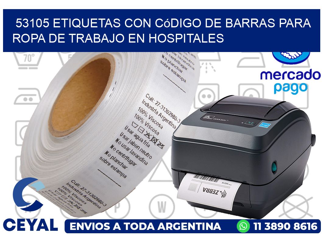53105 Etiquetas con código de barras para ropa de trabajo en hospitales