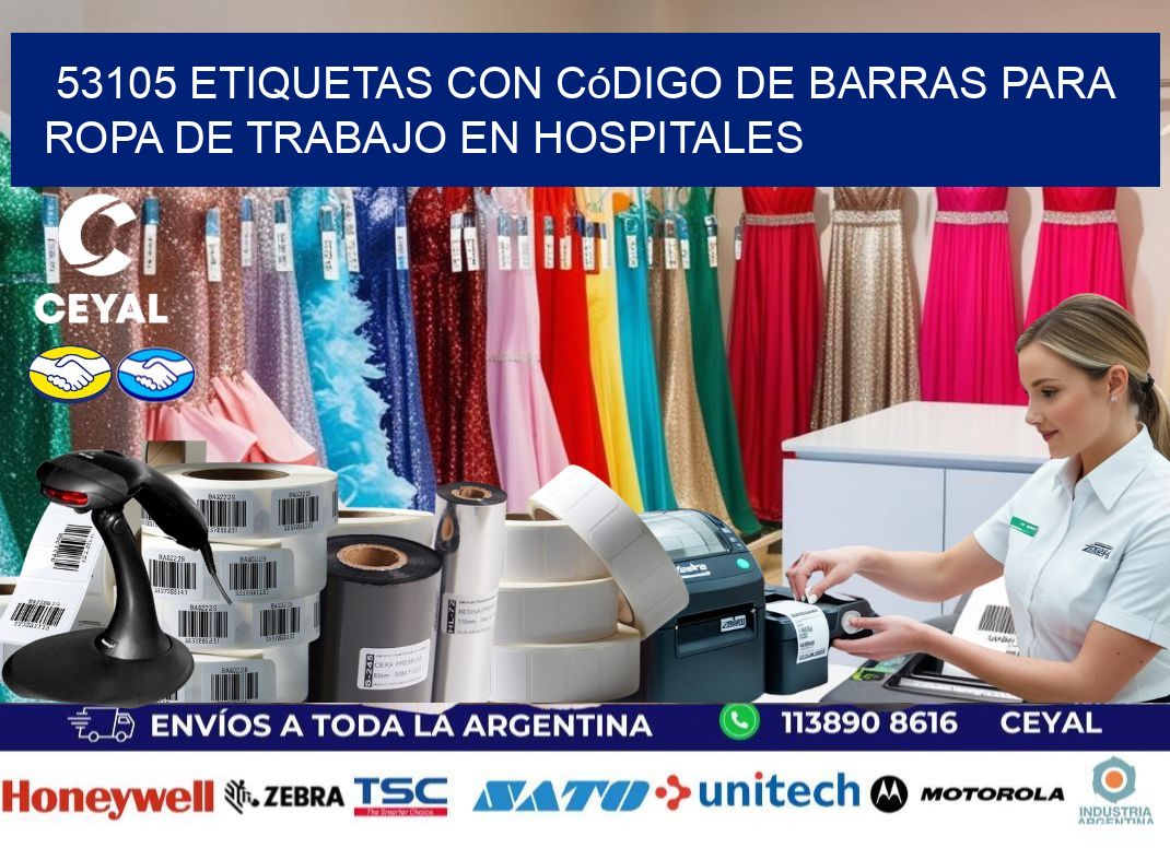 53105 Etiquetas con código de barras para ropa de trabajo en hospitales