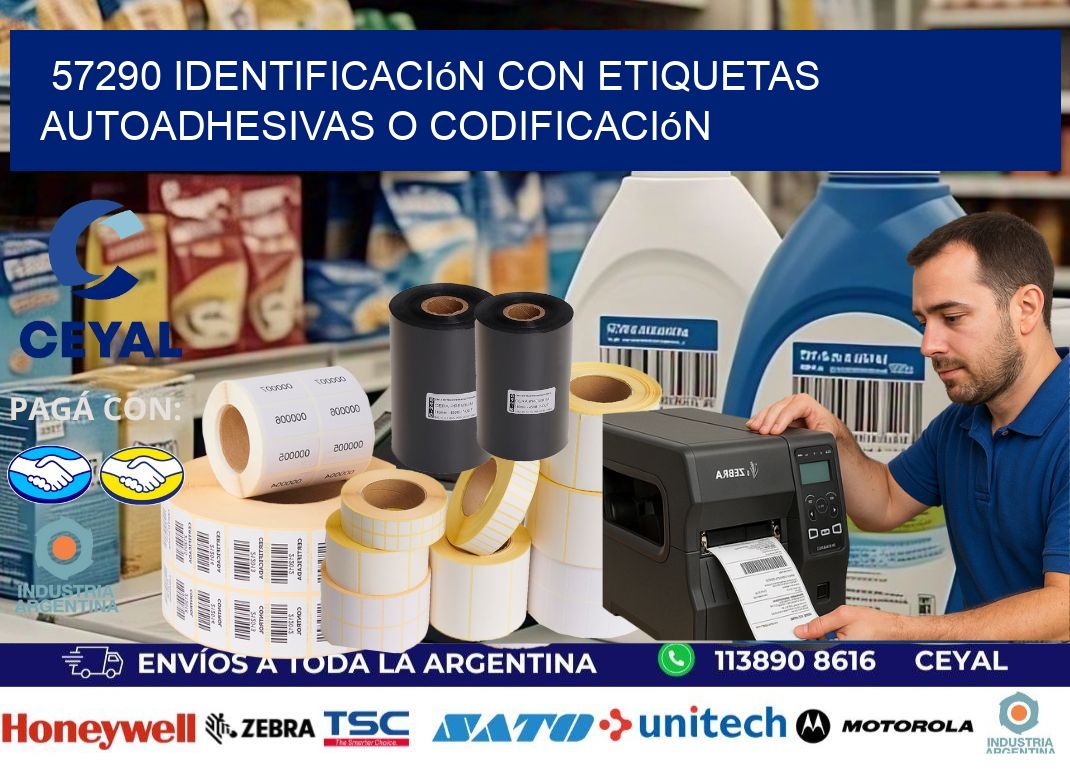 57290 identificación con etiquetas autoadhesivas o codificación
