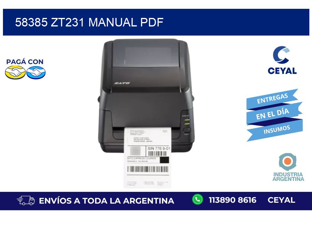 58385 ZT231 manual PDF