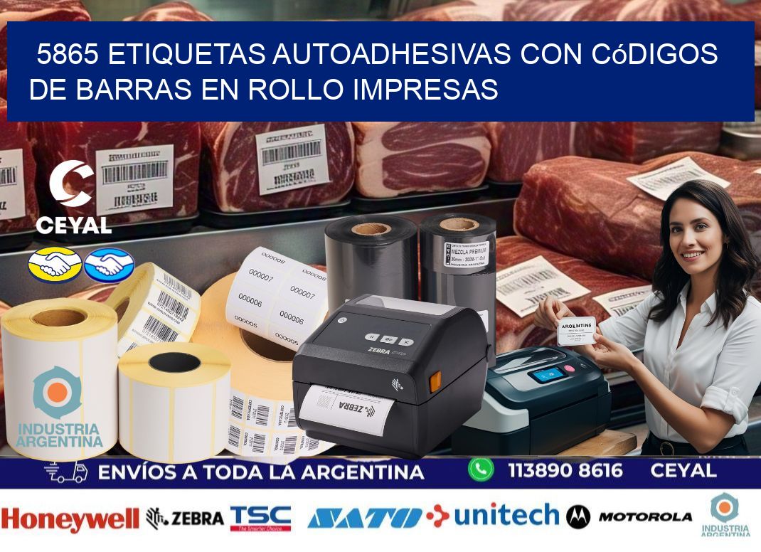 5865 Etiquetas autoadhesivas con códigos de barras en rollo impresas
