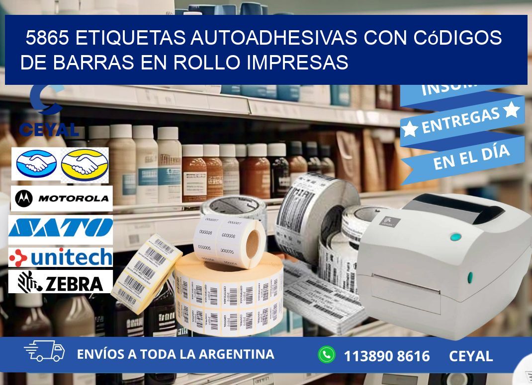 5865 Etiquetas autoadhesivas con códigos de barras en rollo impresas