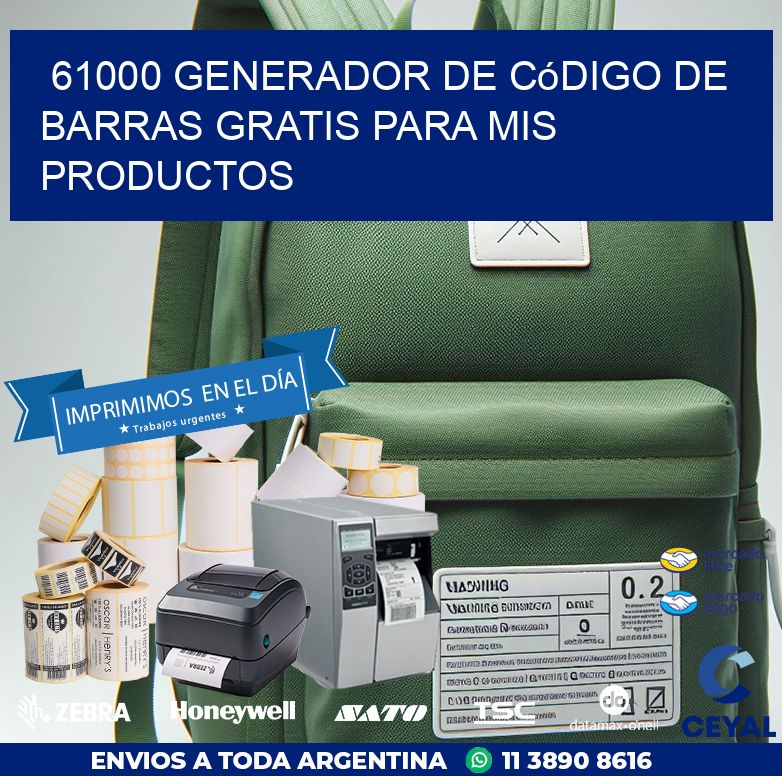 61000 Generador de código de barras gratis para mis productos