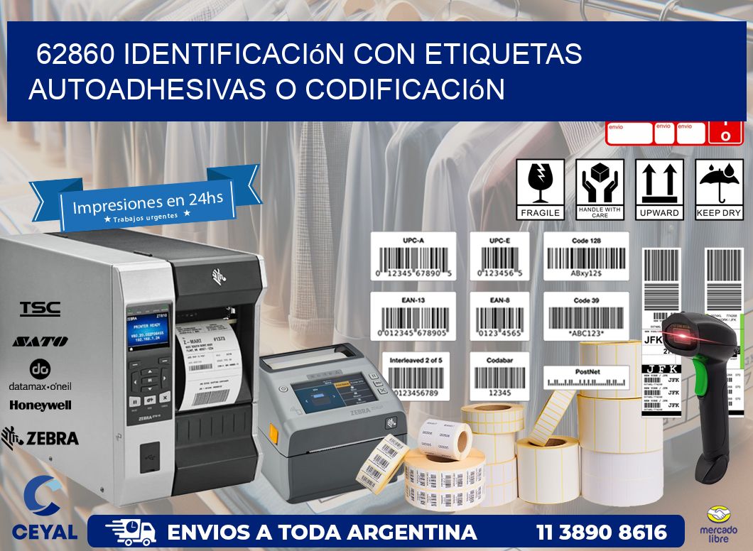 62860 identificación con etiquetas autoadhesivas o codificación