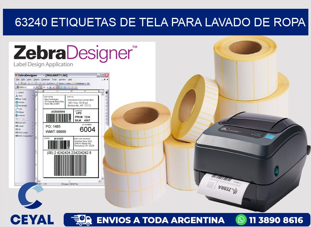 63240 Etiquetas de tela para lavado de ropa
