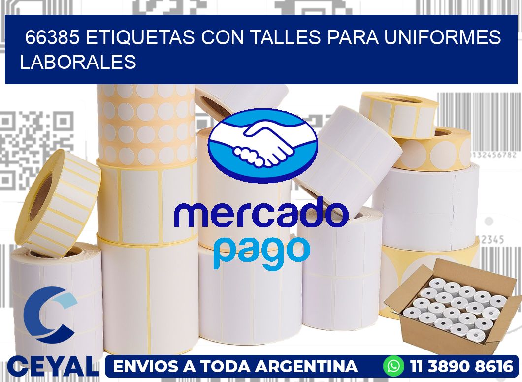66385 etiquetas con talles para uniformes laborales