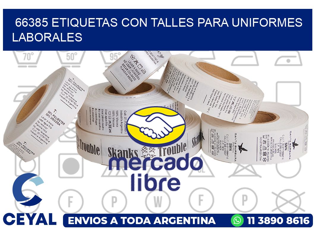 66385 etiquetas con talles para uniformes laborales