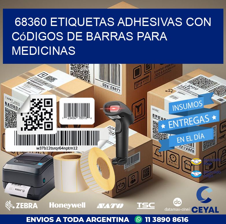 68360 etiquetas adhesivas con códigos de barras para medicinas