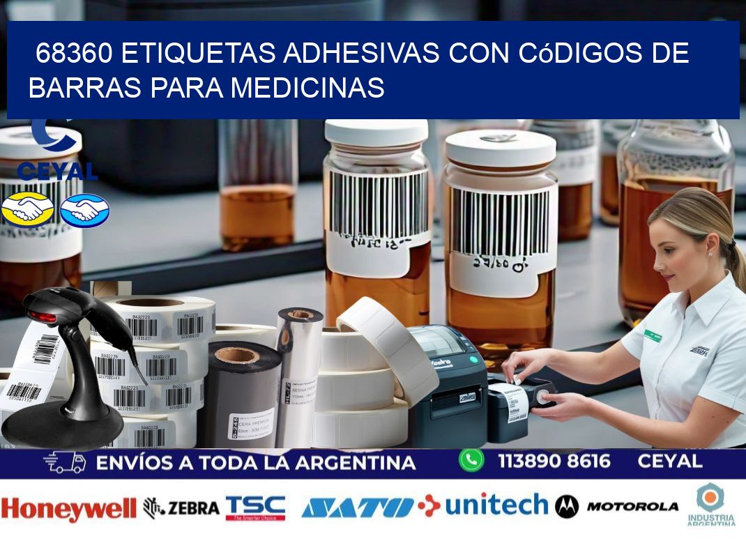 68360 etiquetas adhesivas con códigos de barras para medicinas