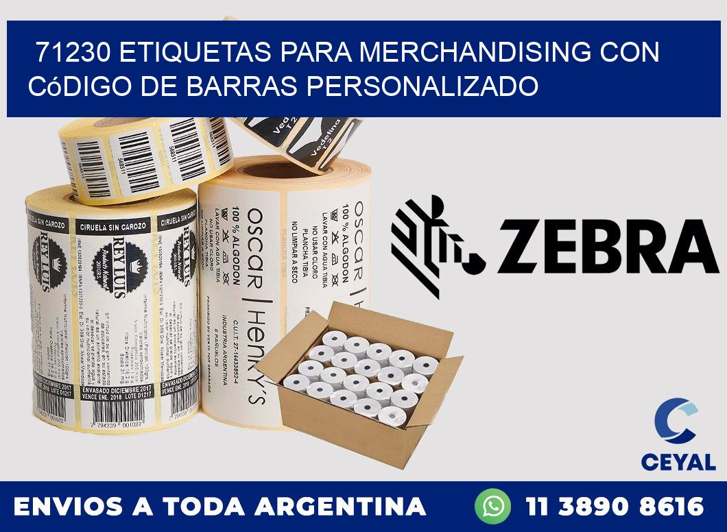 71230 etiquetas para merchandising con código de barras personalizado