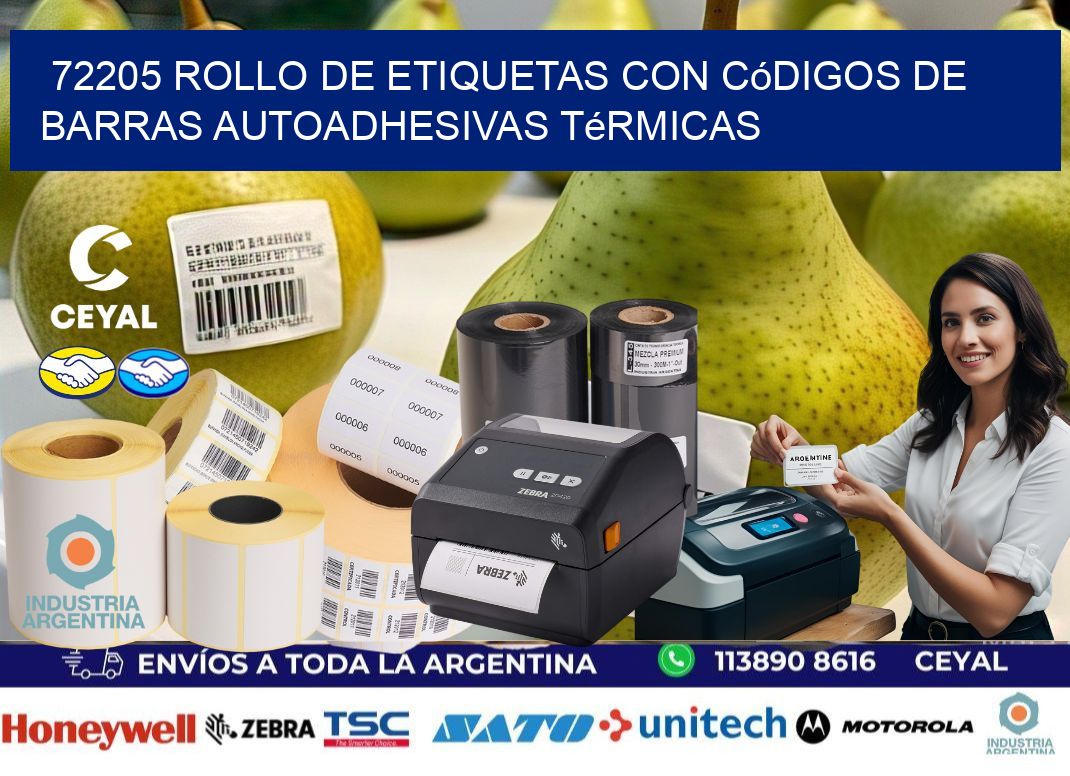 72205 Rollo de etiquetas con códigos de barras autoadhesivas térmicas
