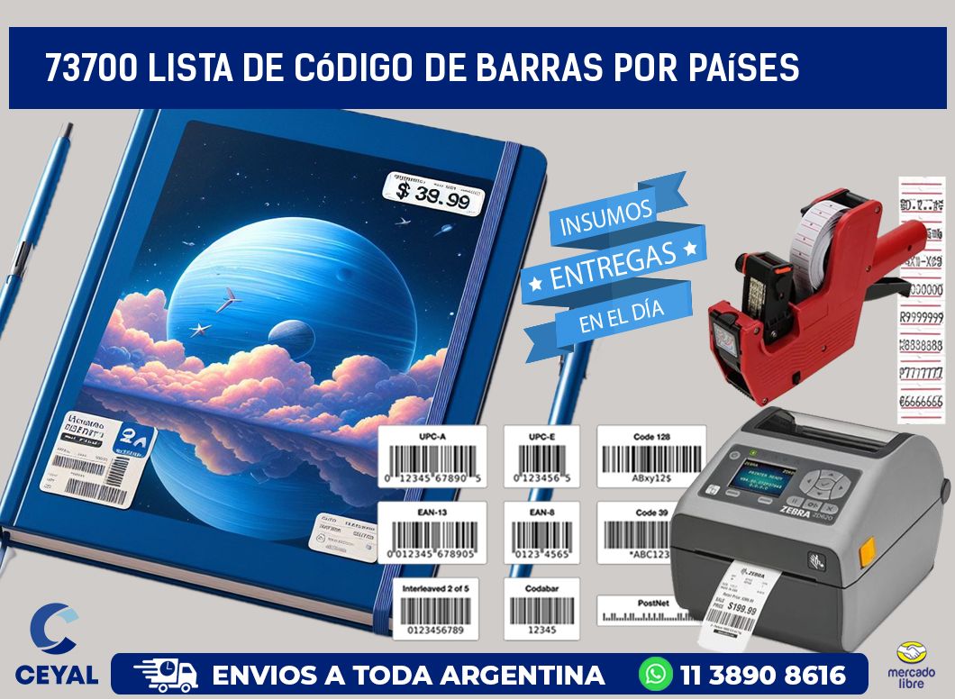 73700 Lista de código de barras por países