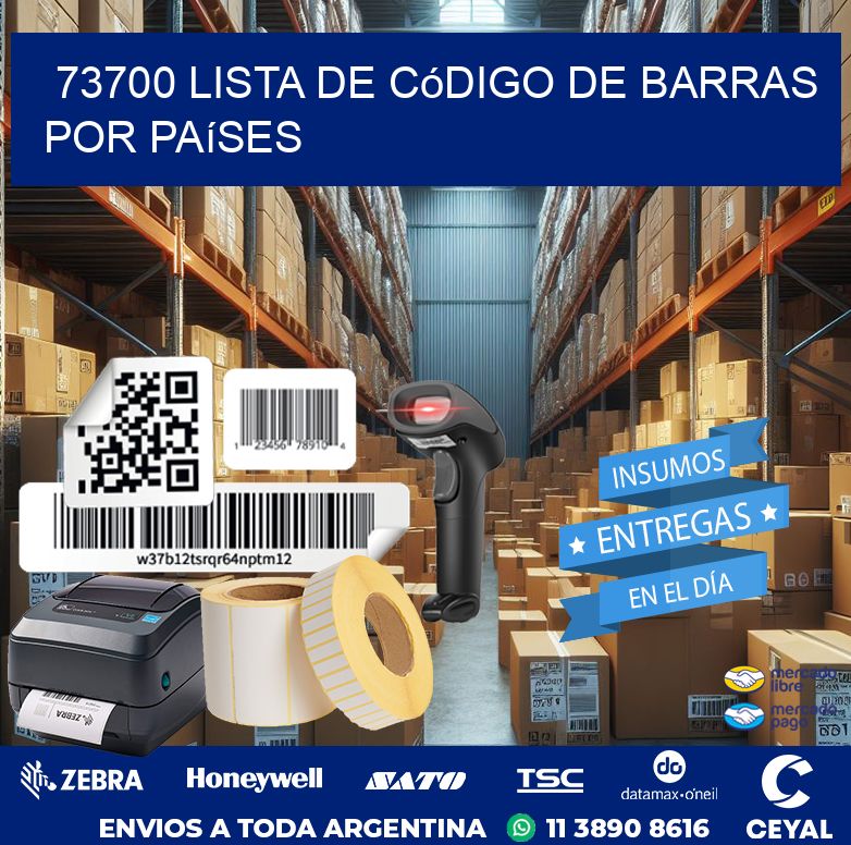 73700 Lista de código de barras por países