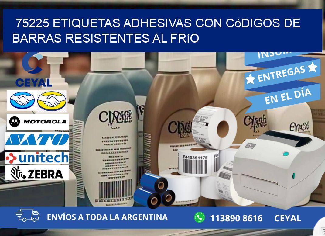 75225 Etiquetas adhesivas con códigos de barras resistentes al frío