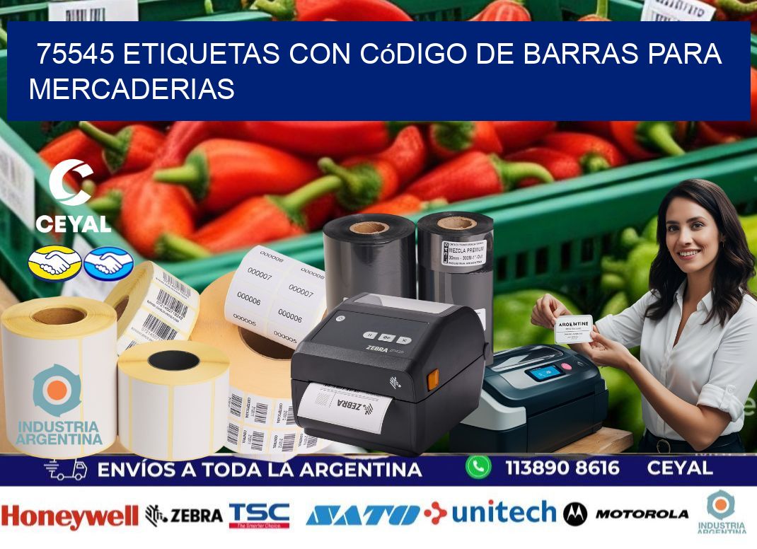 75545 etiquetas con código de barras para mercaderias