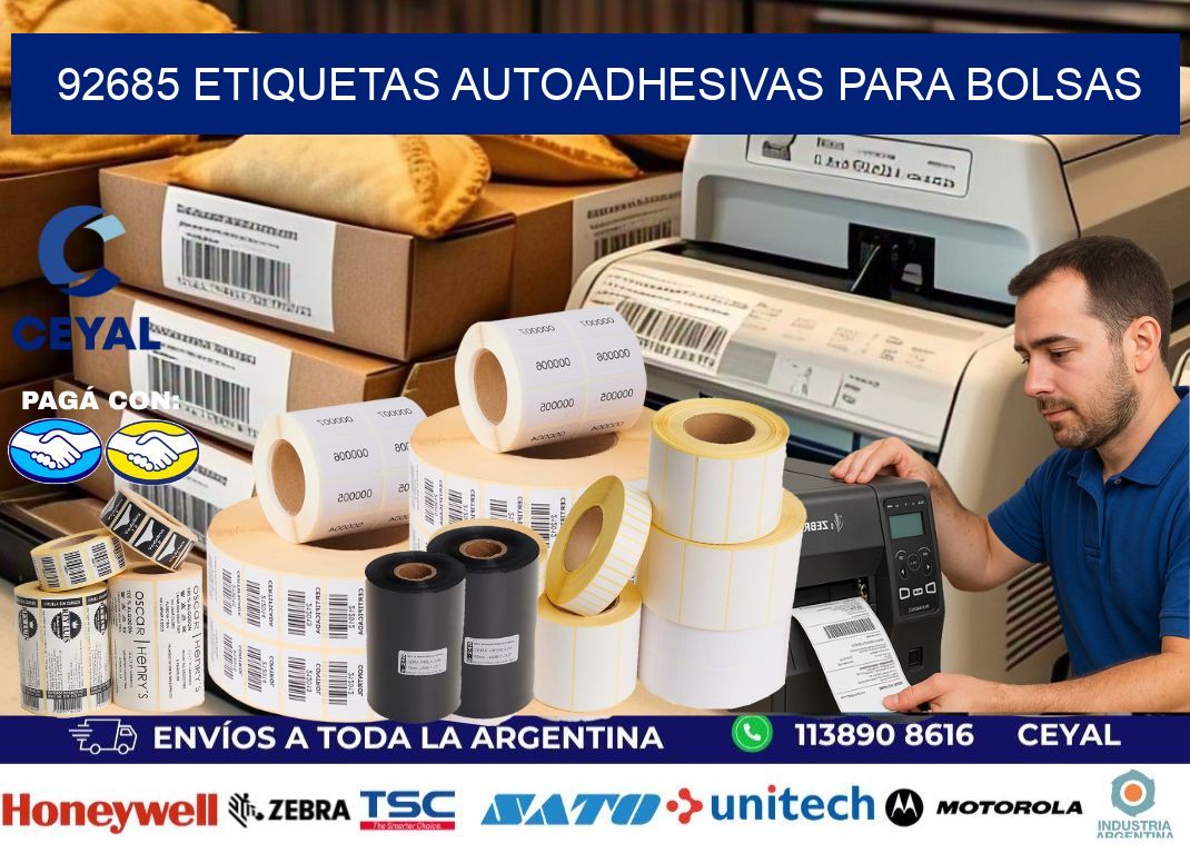 92685 etiquetas autoadhesivas para bolsas
