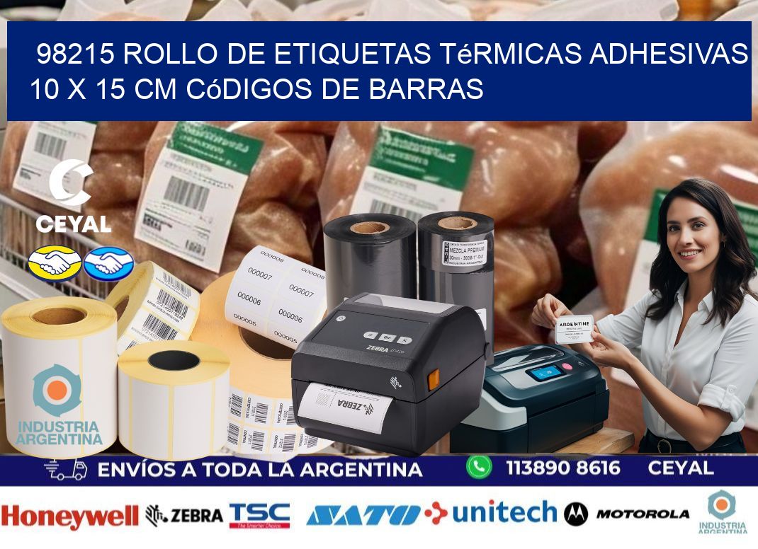 98215 Rollo de Etiquetas Térmicas Adhesivas 10 x 15 cm Códigos de Barras