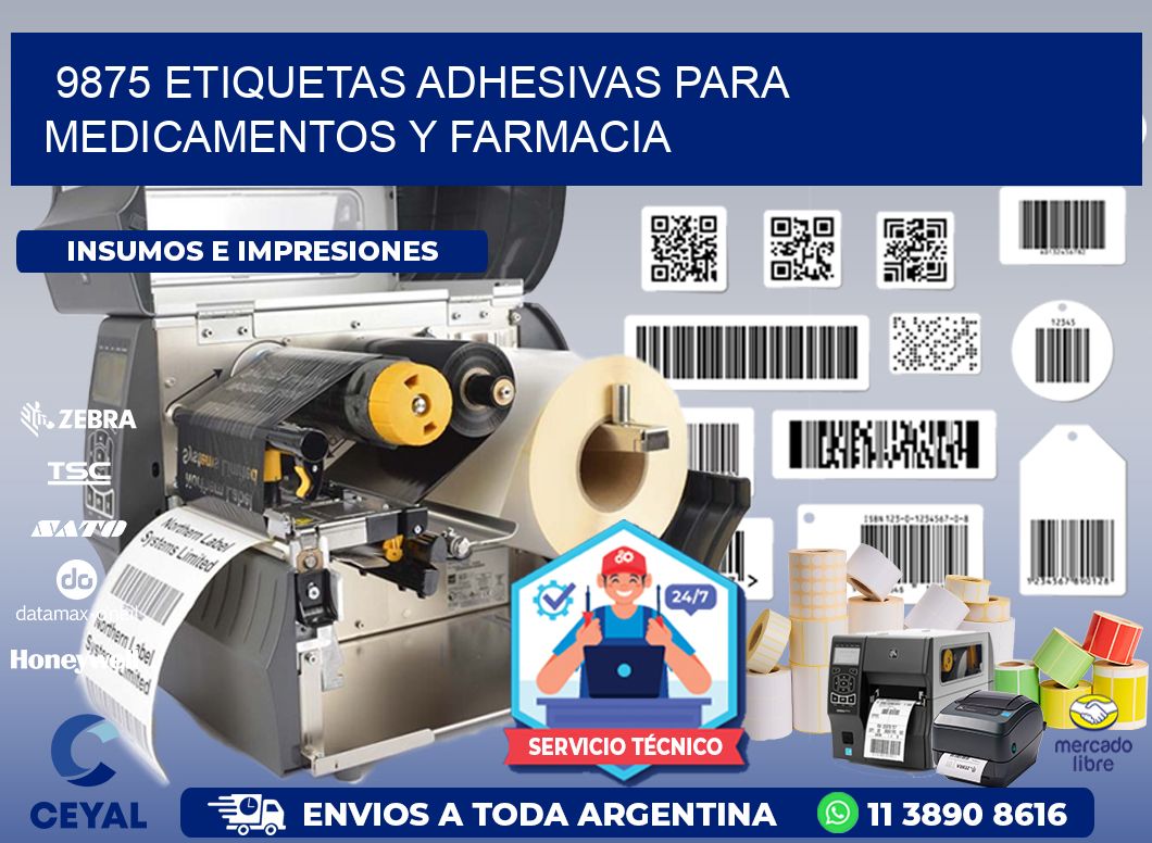 9875 Etiquetas adhesivas para medicamentos y farmacia