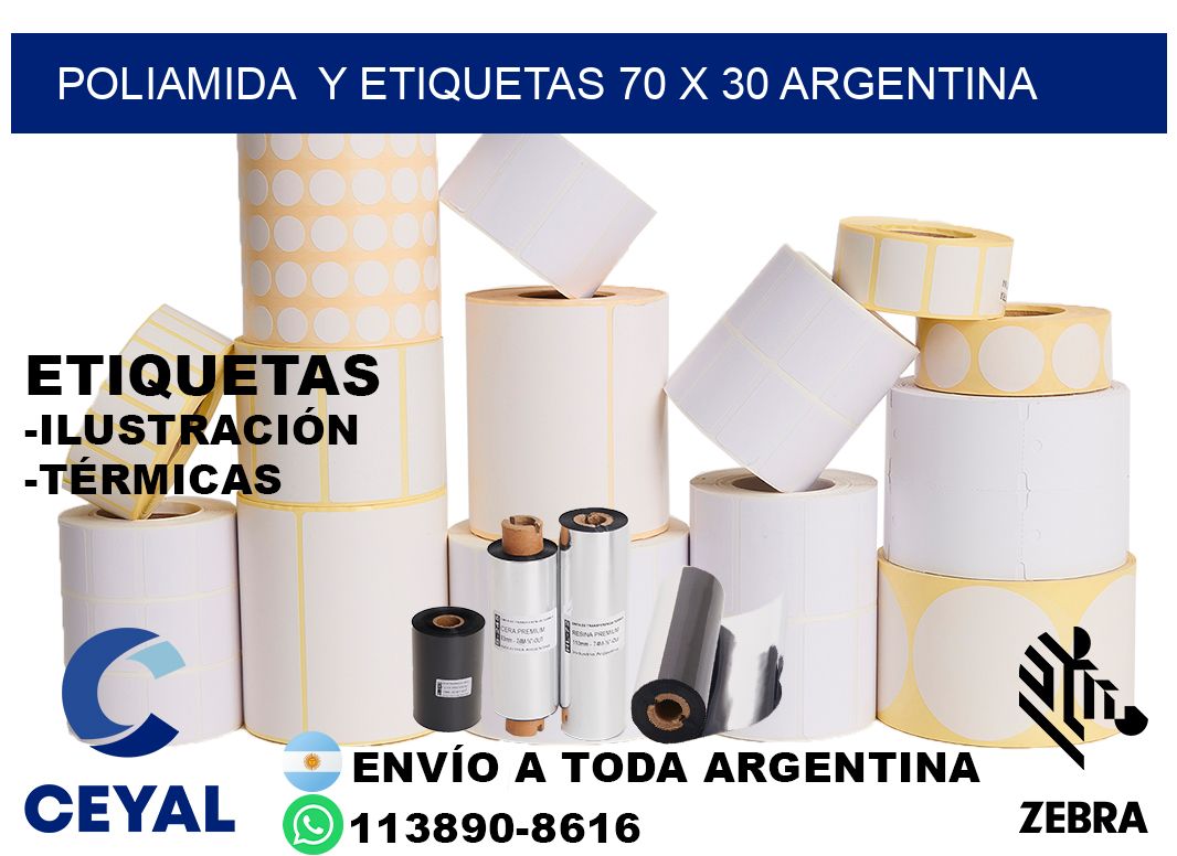 Poliamida  y etiquetas 70 x 30 argentina