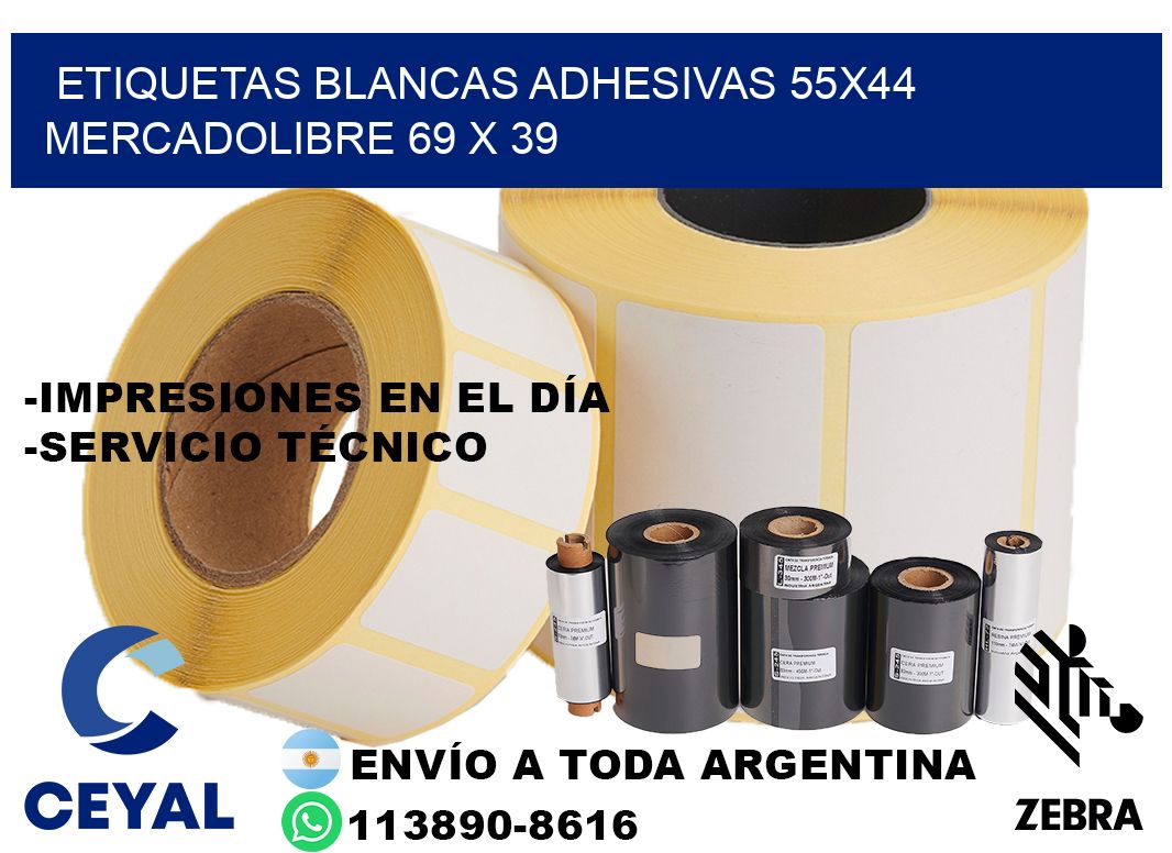 etiquetas blancas adhesivas 55x44 mercadolibre 69 x 39