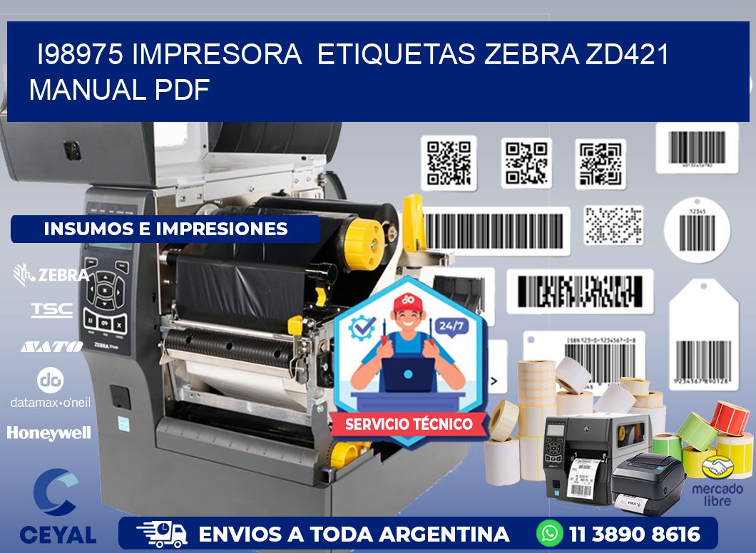 i98975 impresora etiquetas Zebra ZD421 manual PDF