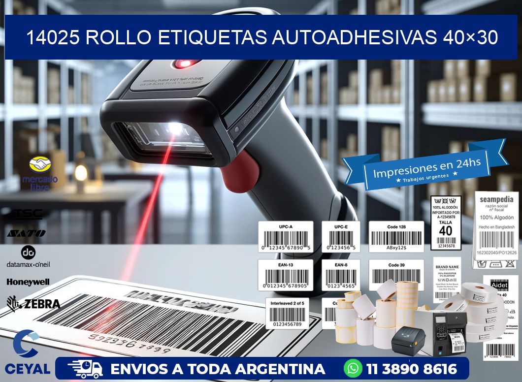 14025 Rollo Etiquetas autoadhesivas 40×30