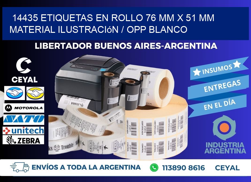 14435 Etiquetas en rollo 76 mm x 51 mm material Ilustración / OPP Blanco