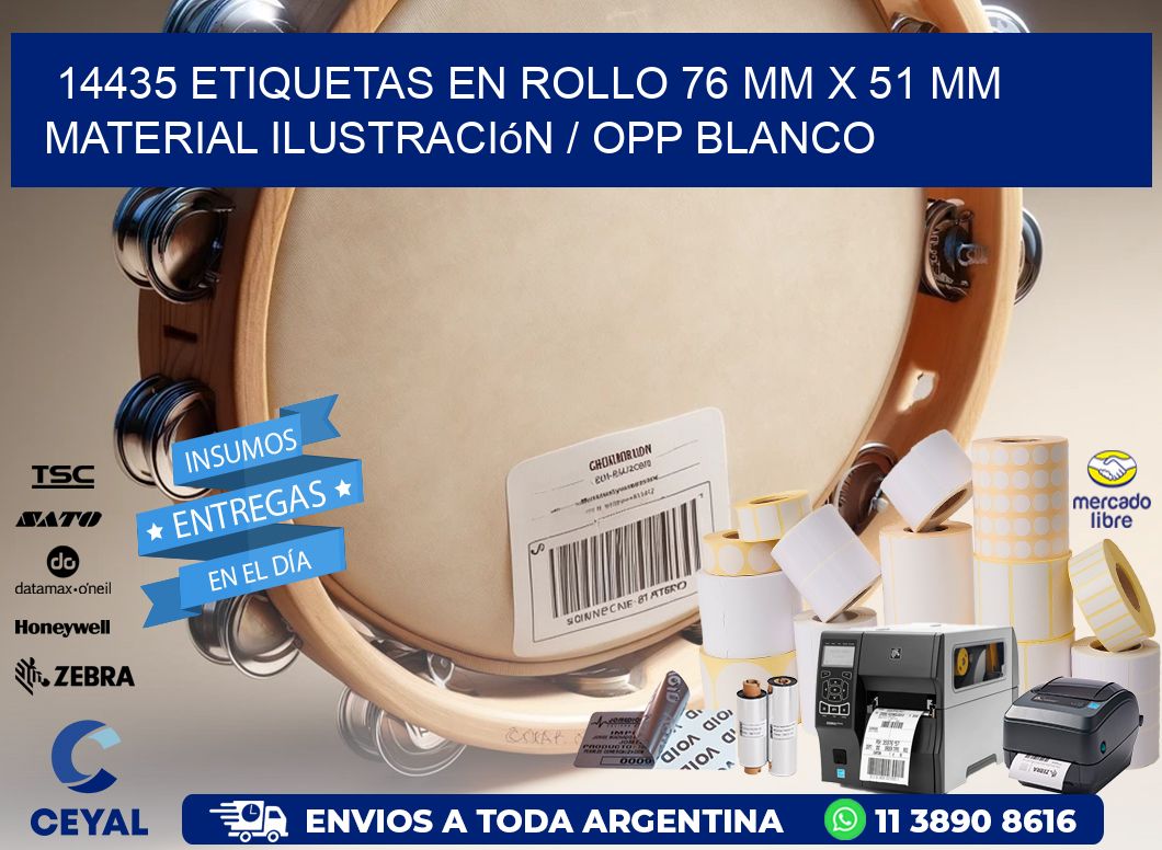 14435 Etiquetas en rollo 76 mm x 51 mm material Ilustración / OPP Blanco