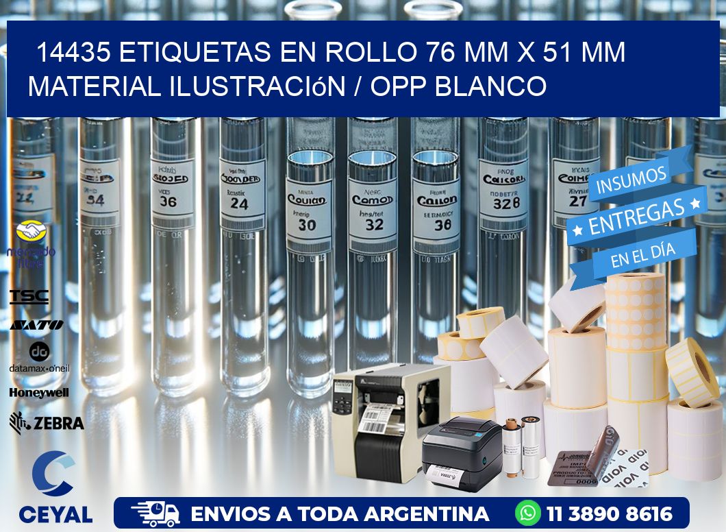14435 Etiquetas en rollo 76 mm x 51 mm material Ilustración / OPP Blanco