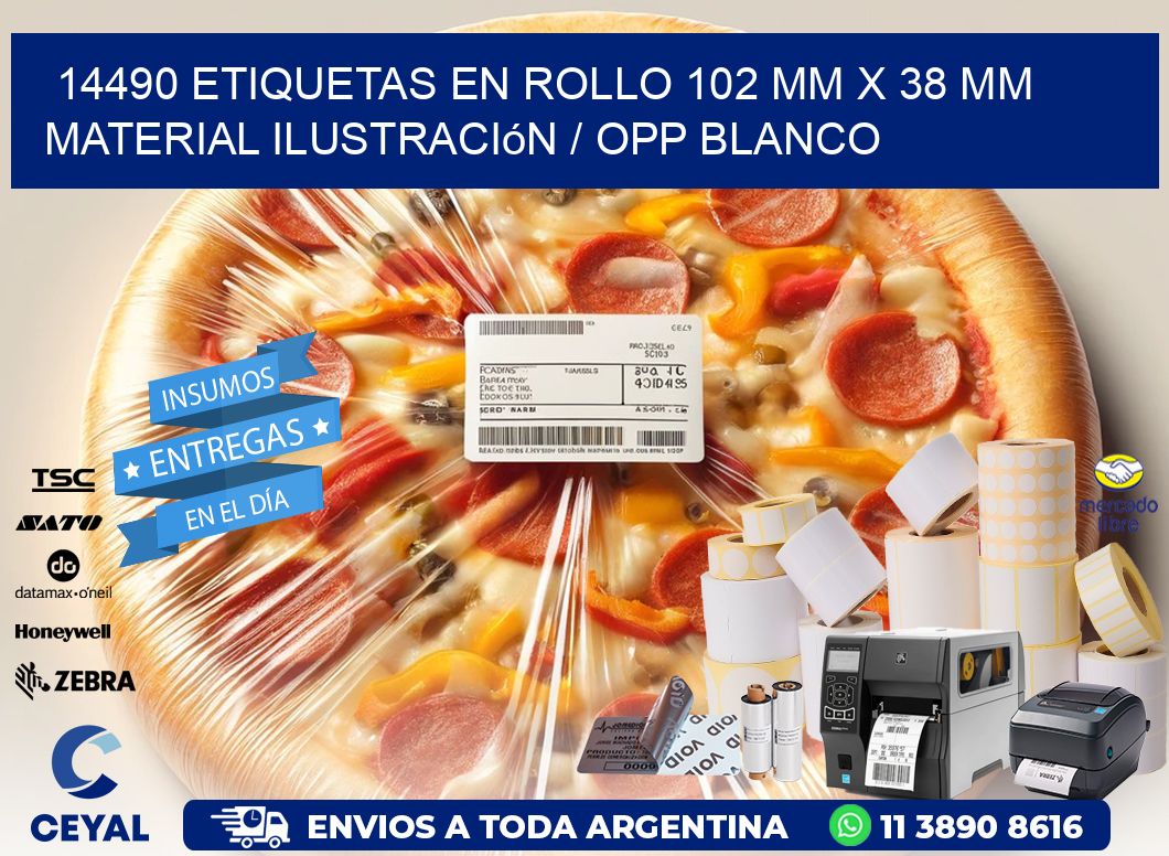 14490 Etiquetas en rollo 102 mm x 38 mm material Ilustración / OPP Blanco