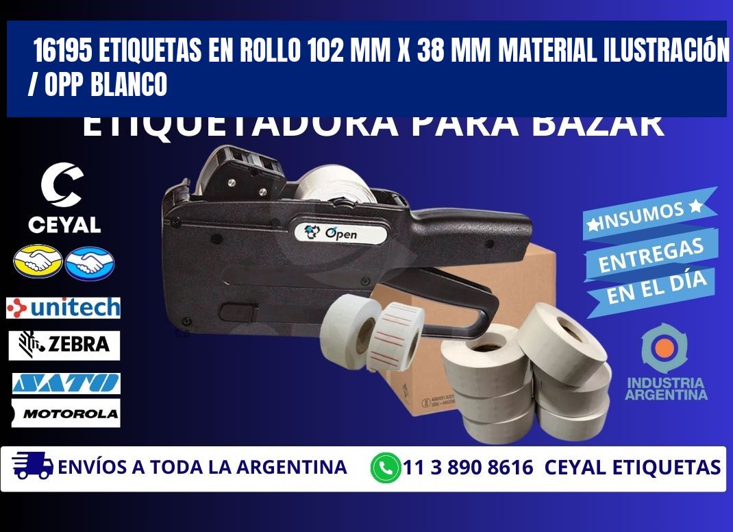 16195 Etiquetas en rollo 102 mm x 38 mm material Ilustración / OPP Blanco
