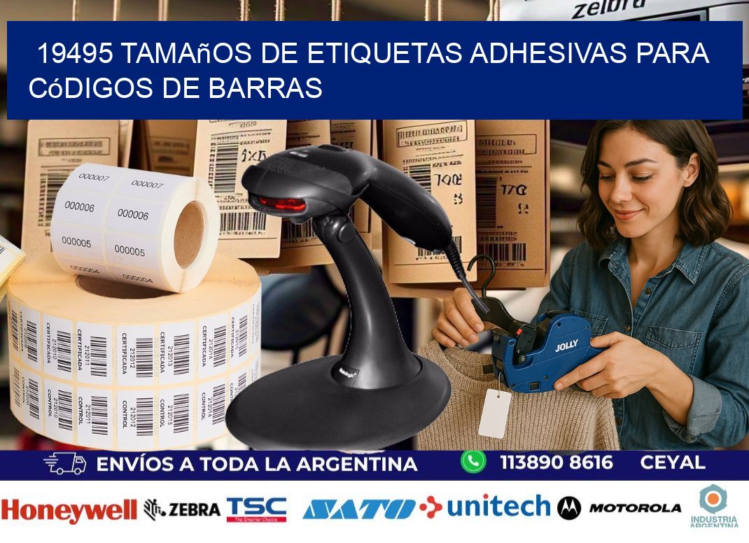 19495 Tamaños de etiquetas adhesivas para códigos de barras