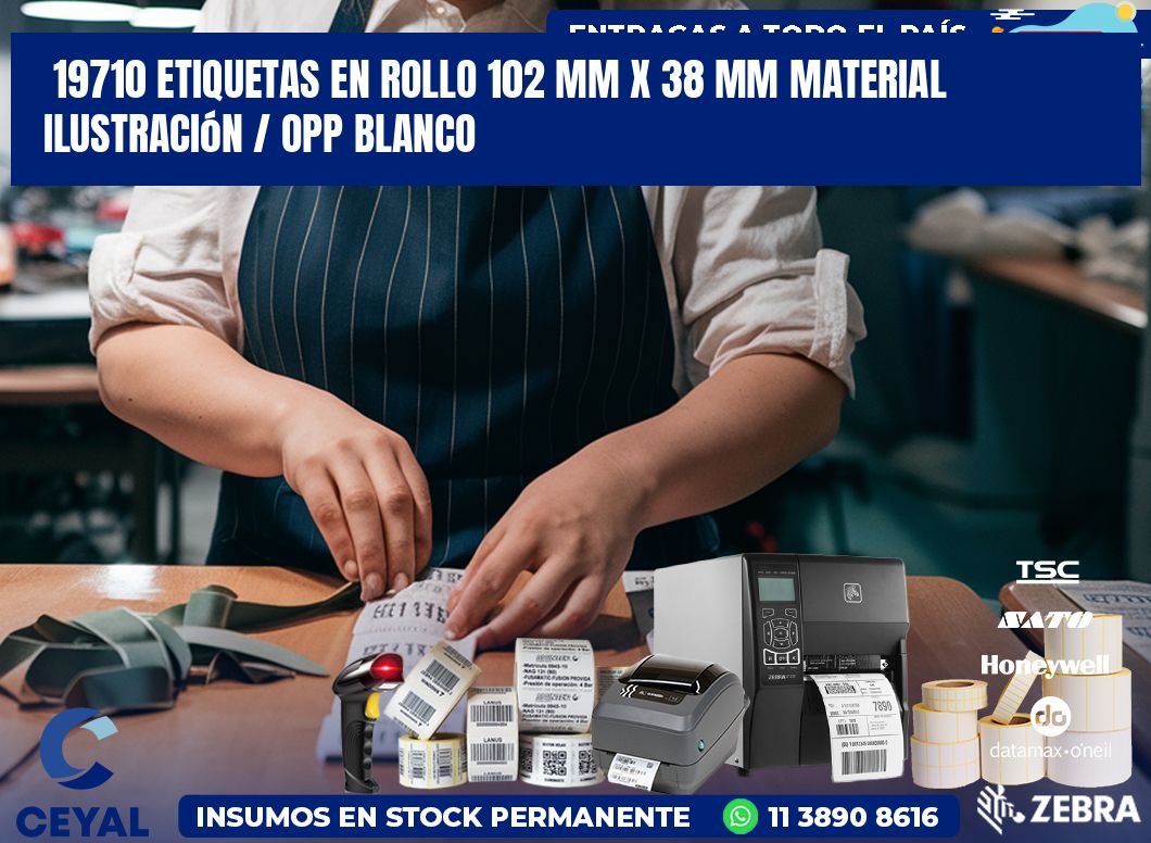 19710 Etiquetas en rollo 102 mm x 38 mm material Ilustración / OPP Blanco